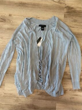 Joan Vass Light Blue Open-Front Women's Cardigan